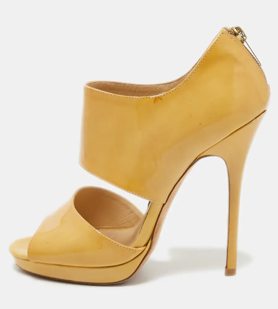 Jimmy Choo Beige Patent Leather &lsquo;Private&rsquo; Sandals Size 37