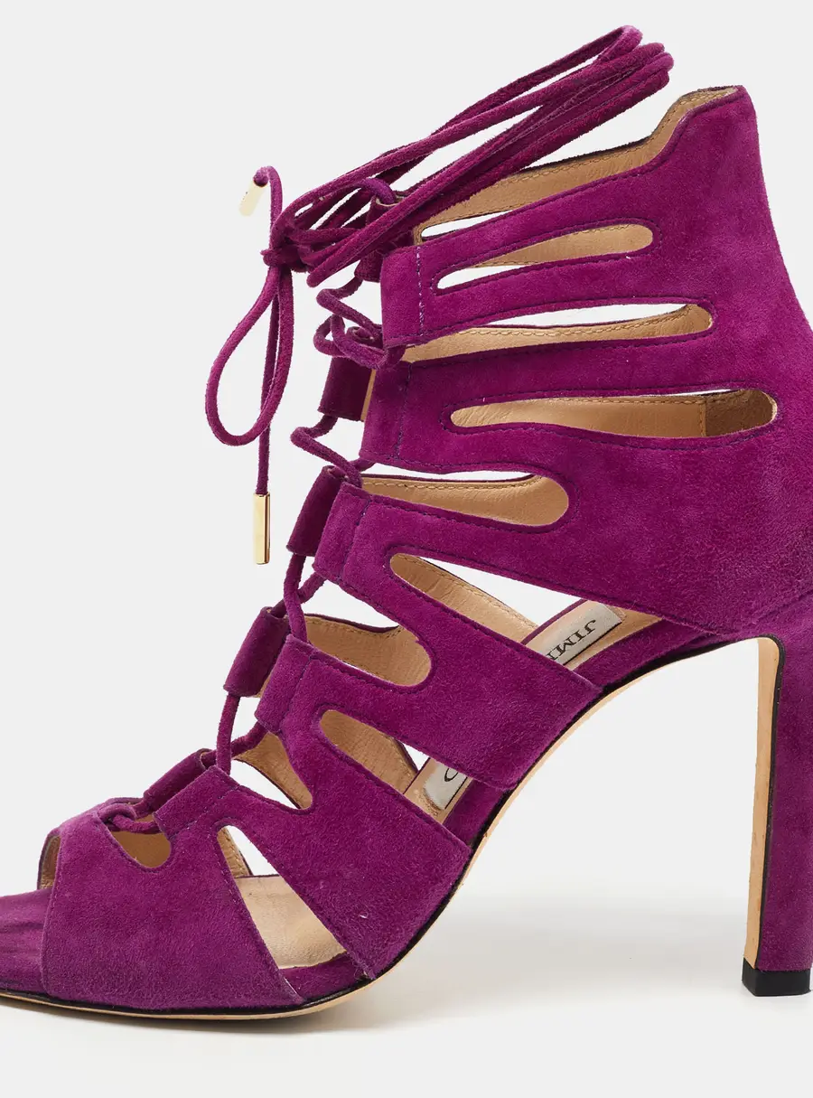 Jimmy Choo Purple Suede Hitch Ankle Tie Sandals Size 36