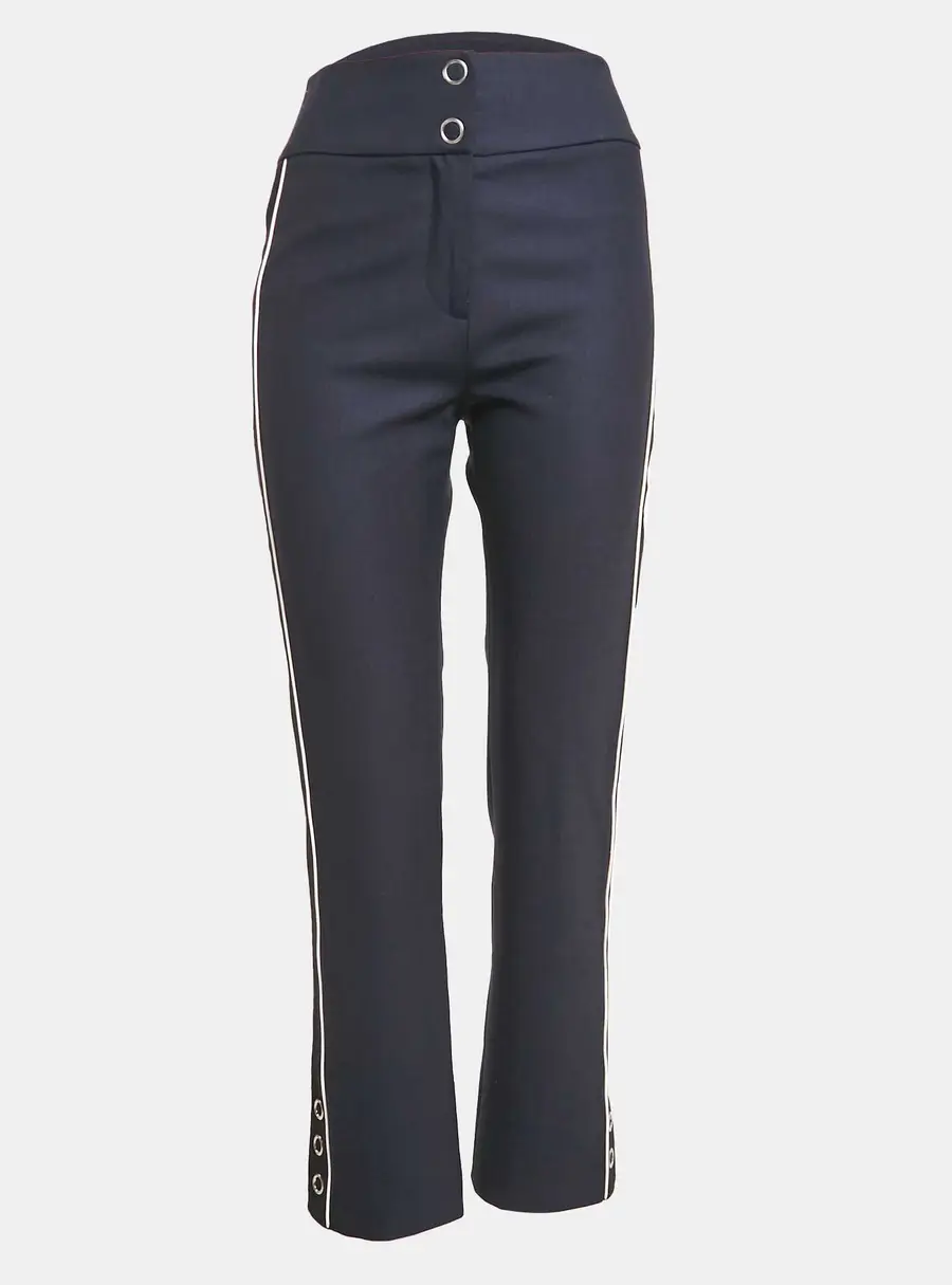 Jonathan Simkhai Navy Blue Side Stripe Gabardine Trousers S