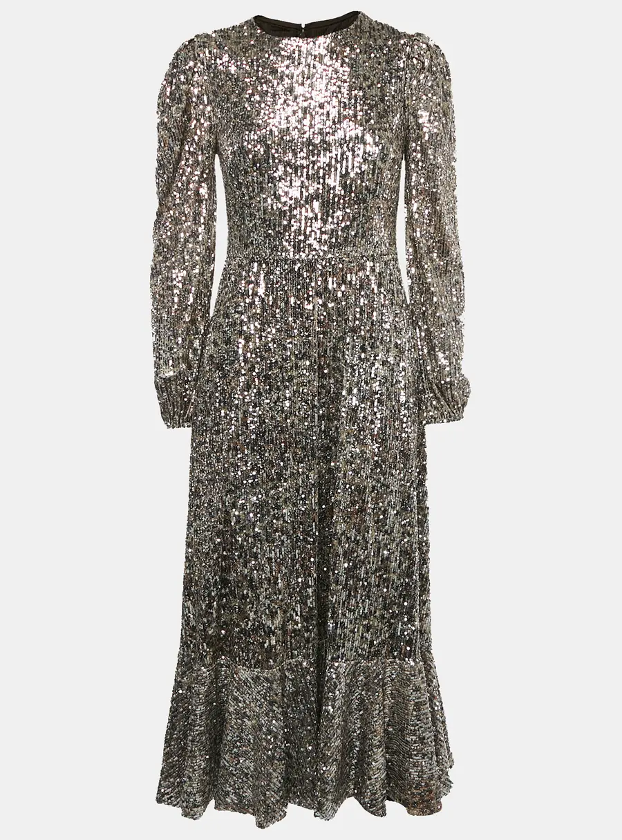 Jonathan Simkhai Brown Emmy Speckle Sequins Midi Dress XS