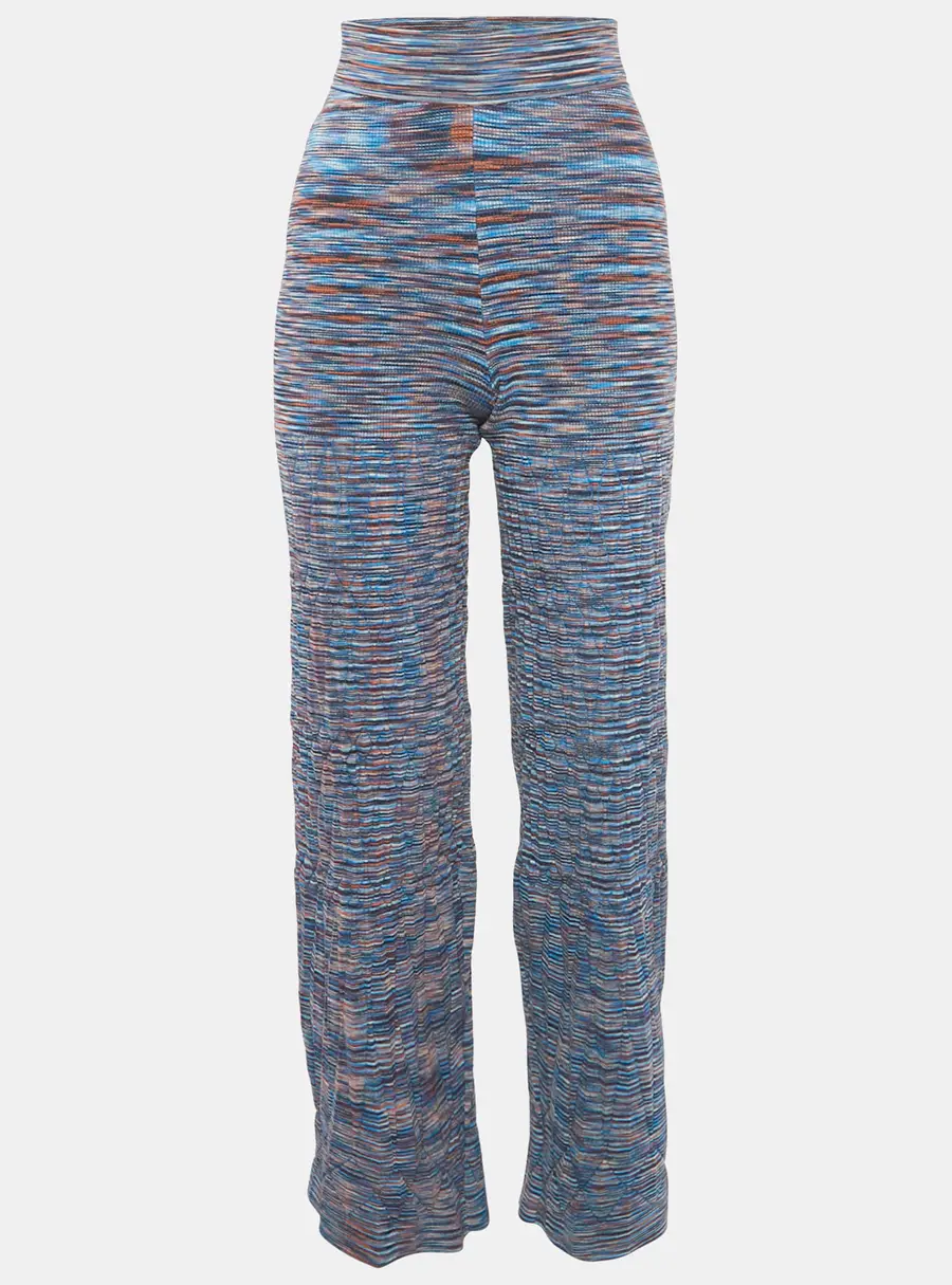 Jonathan Simkhai Caicos Multicolor Space Knit Wide-Leg Trousers L