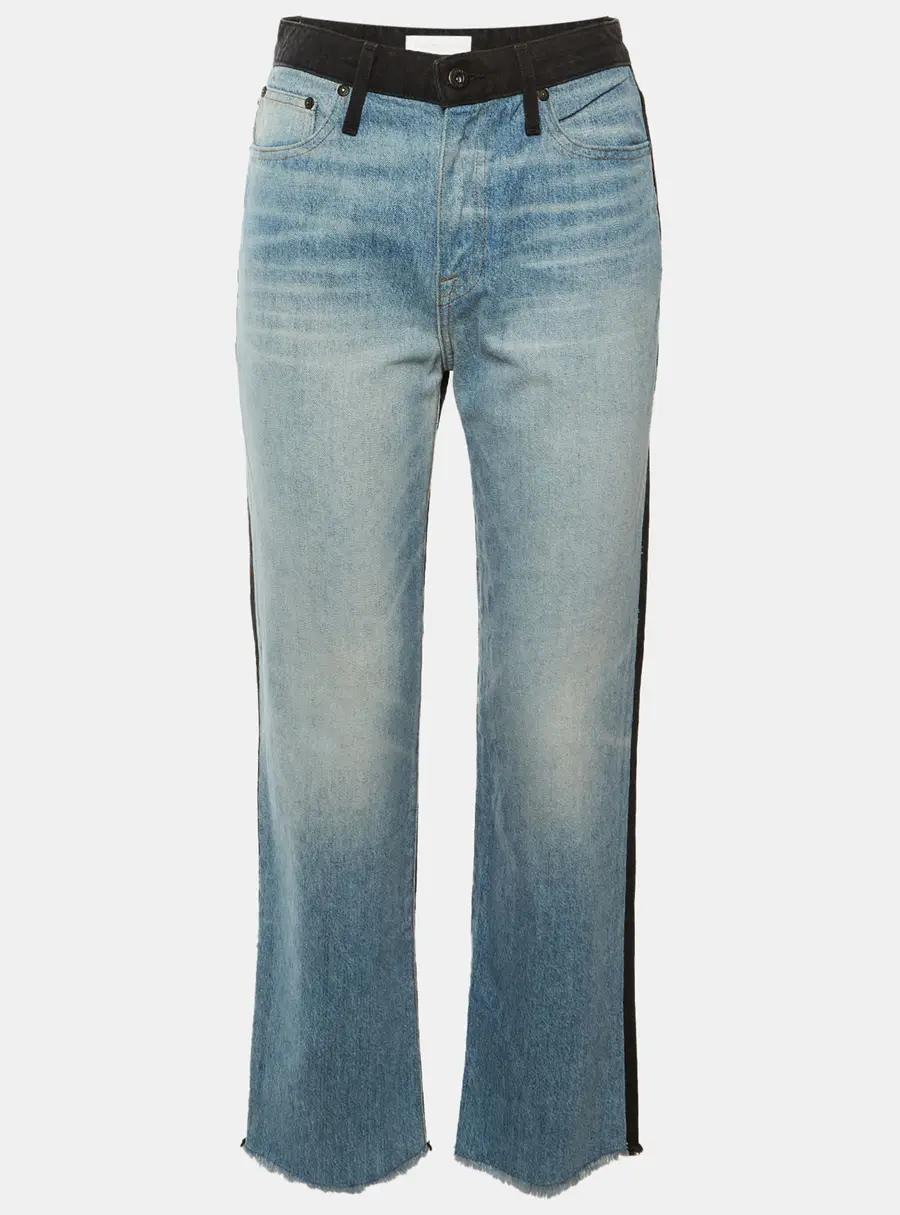 Jonathan Simkhai Blue Two Tone Denim Eliot Boyfriend Jeans M