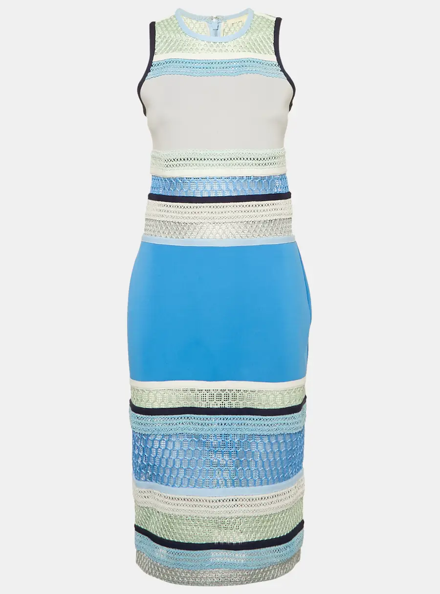Jonathan Simkhai Blue Lace and Neoprene Sheath Dress M