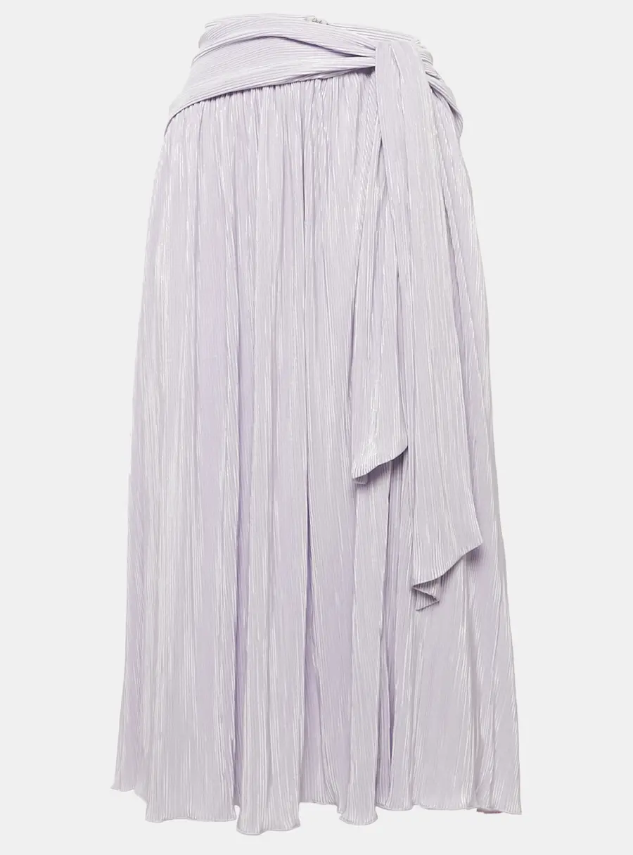 Jonathan Simkhai Light Purple Lurex Plisse Knotted Midi Skirt M