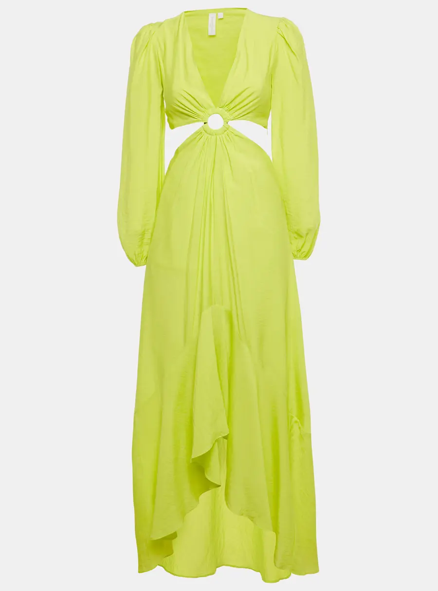 Jonathan Simkhai Neon Green Cut -Out Jaelynn Maxi Dress XS