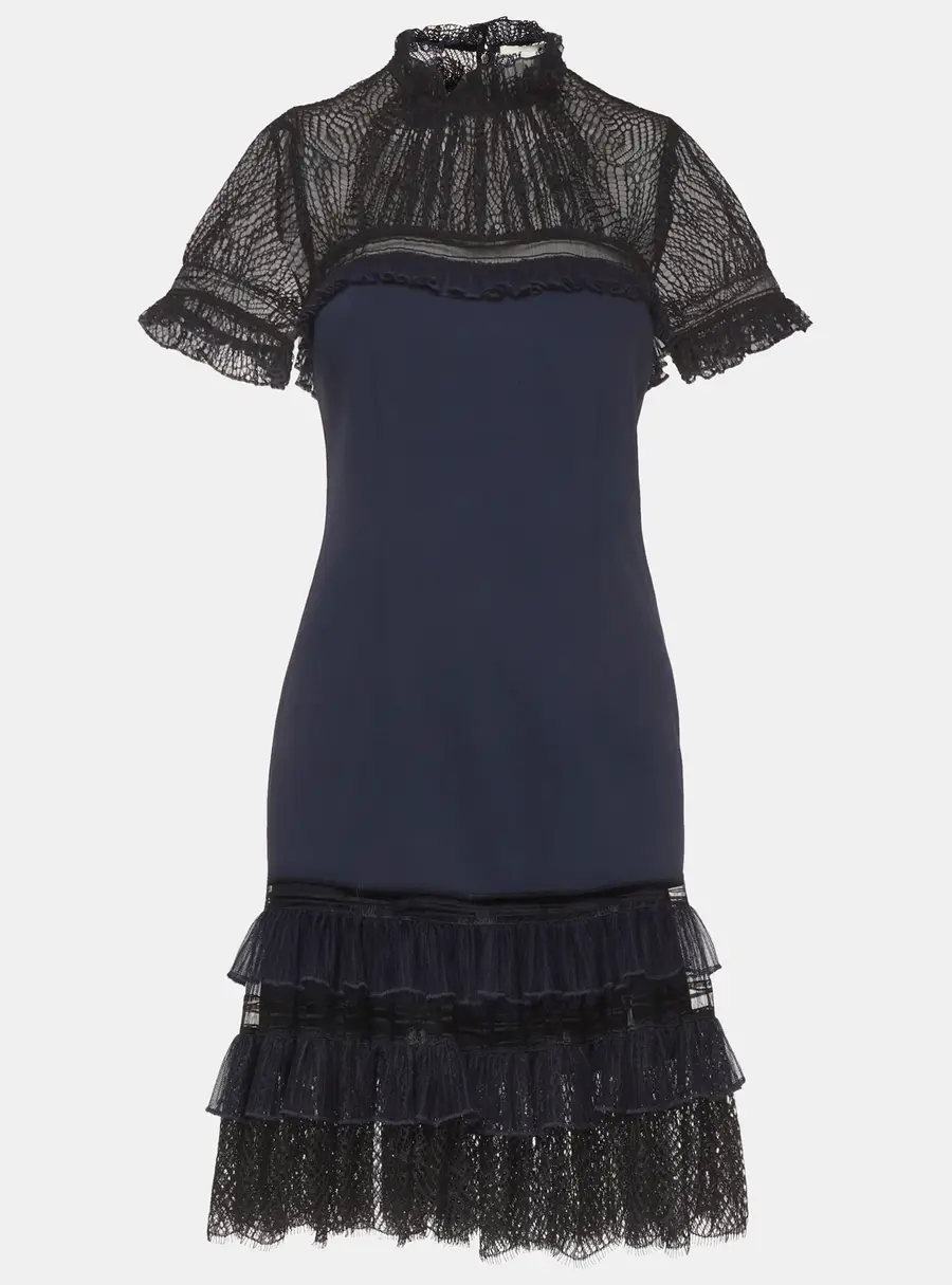 Jonathan Simkhai Blue Tulle and Crepe Mini Dress S