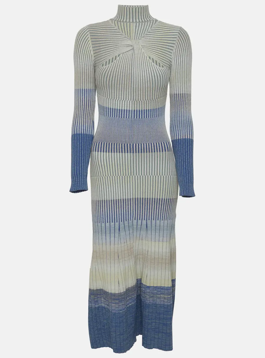 Jonathan Simkhai Multicolor Dye Rib Knit Idi Long Sleeve Midi Dress XS