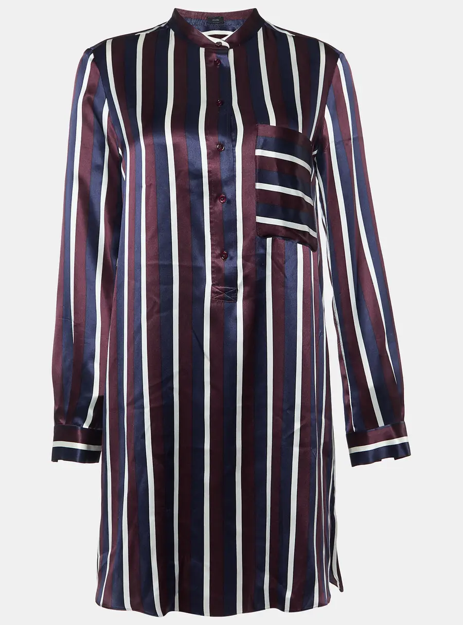 Joseph Multicolor Satin College Stripe Blouse S