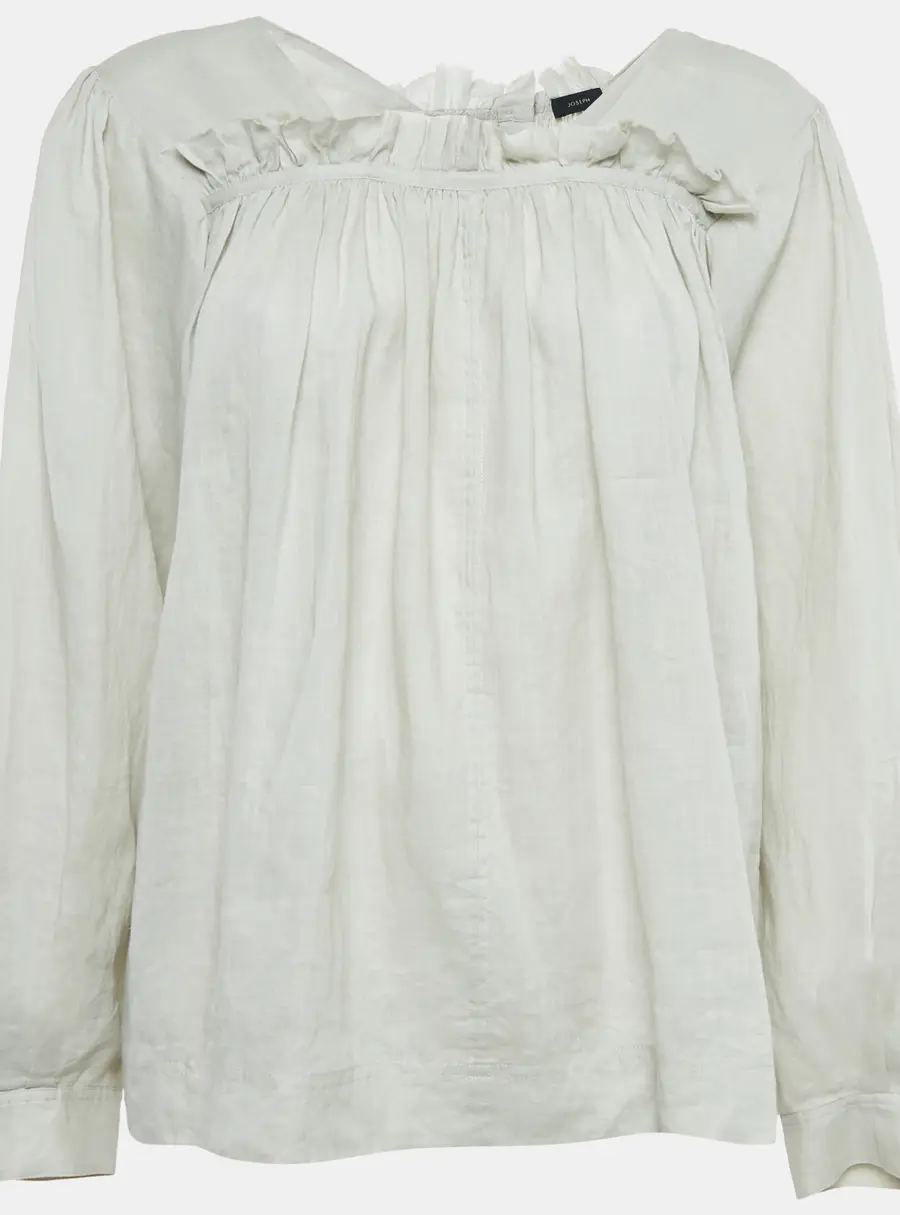 Joseph Grey Ramie Pleated Blouse M