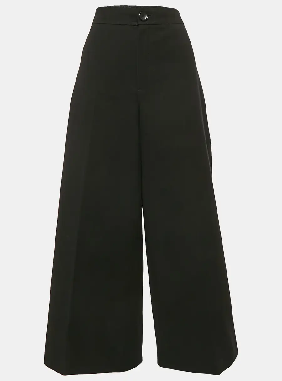 Joseph Black Wool Blend Gabardine Wide Leg Trousers L