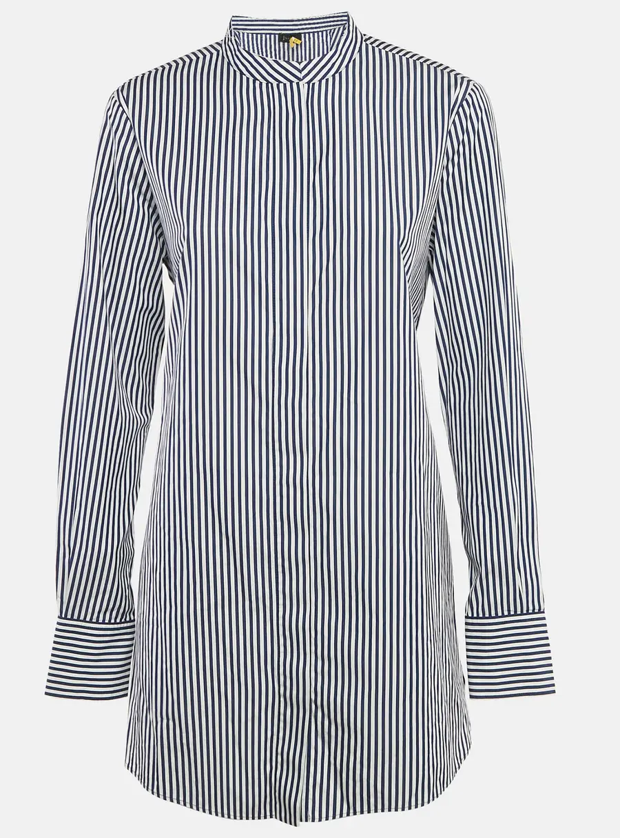 Joseph Blue Stripe Cotton Button Front Tie-Up Detail Carla Candy Tunic M