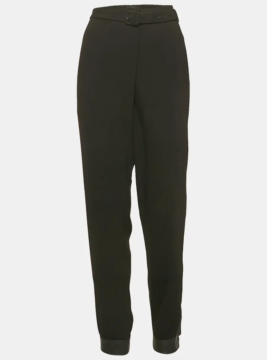 Joseph Black Crepe Belted Trousers M