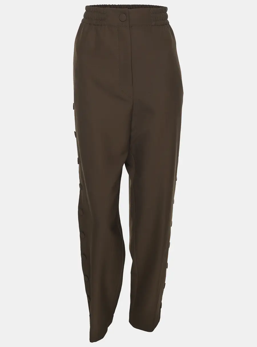 Joseph Olive Green Wool Blend Side Button Trousers M