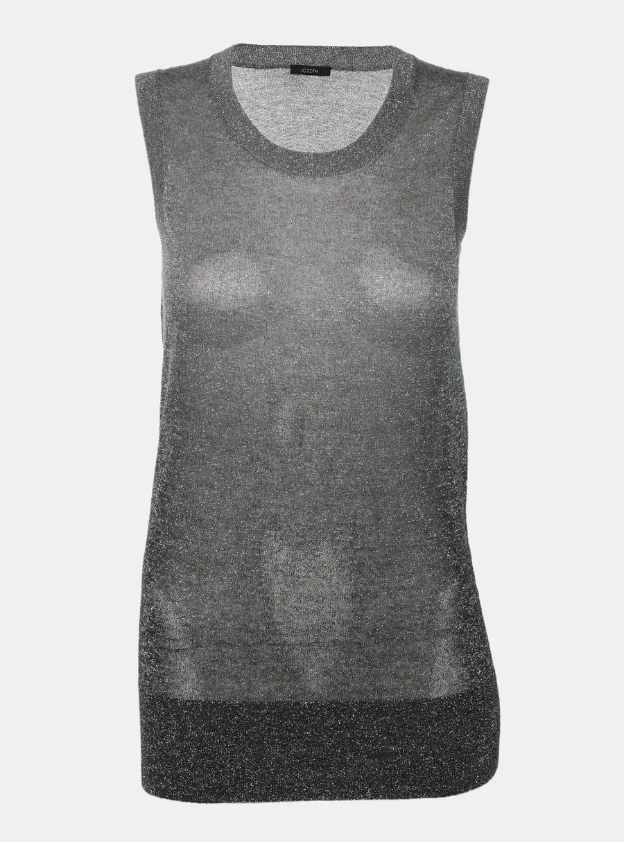 Joseph Metallic Grey Lurex Knit Tank Top XS