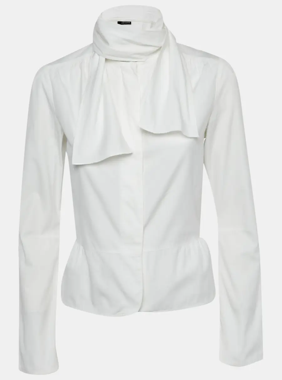 Joseph White Cotton Neck Tie Detail Shirt M