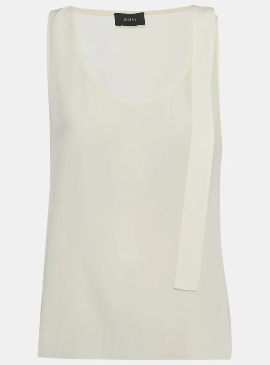 Joseph Beige Silk Tie Detail Sheer Sleeveless Top M