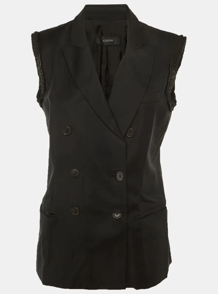 Joseph Black Wool Double Breasted Vest Blazer L