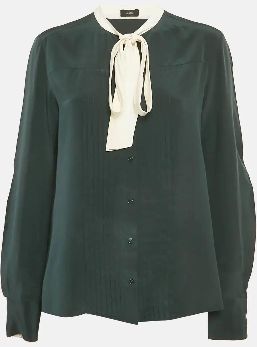 Joseph Blue Silk Pintuck Blouse M