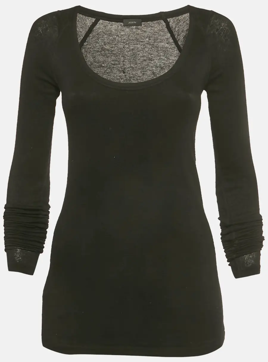 Joseph Black Stretch Knit Long Sleeve Fitted Top M