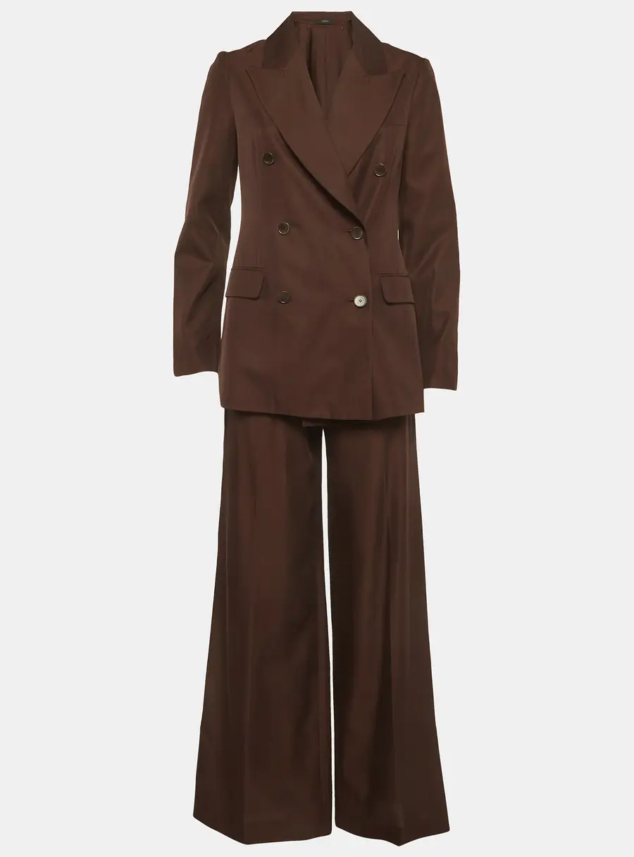 Joseph Brown Silk Blend Double Breasted Blazer & Pantsuits S