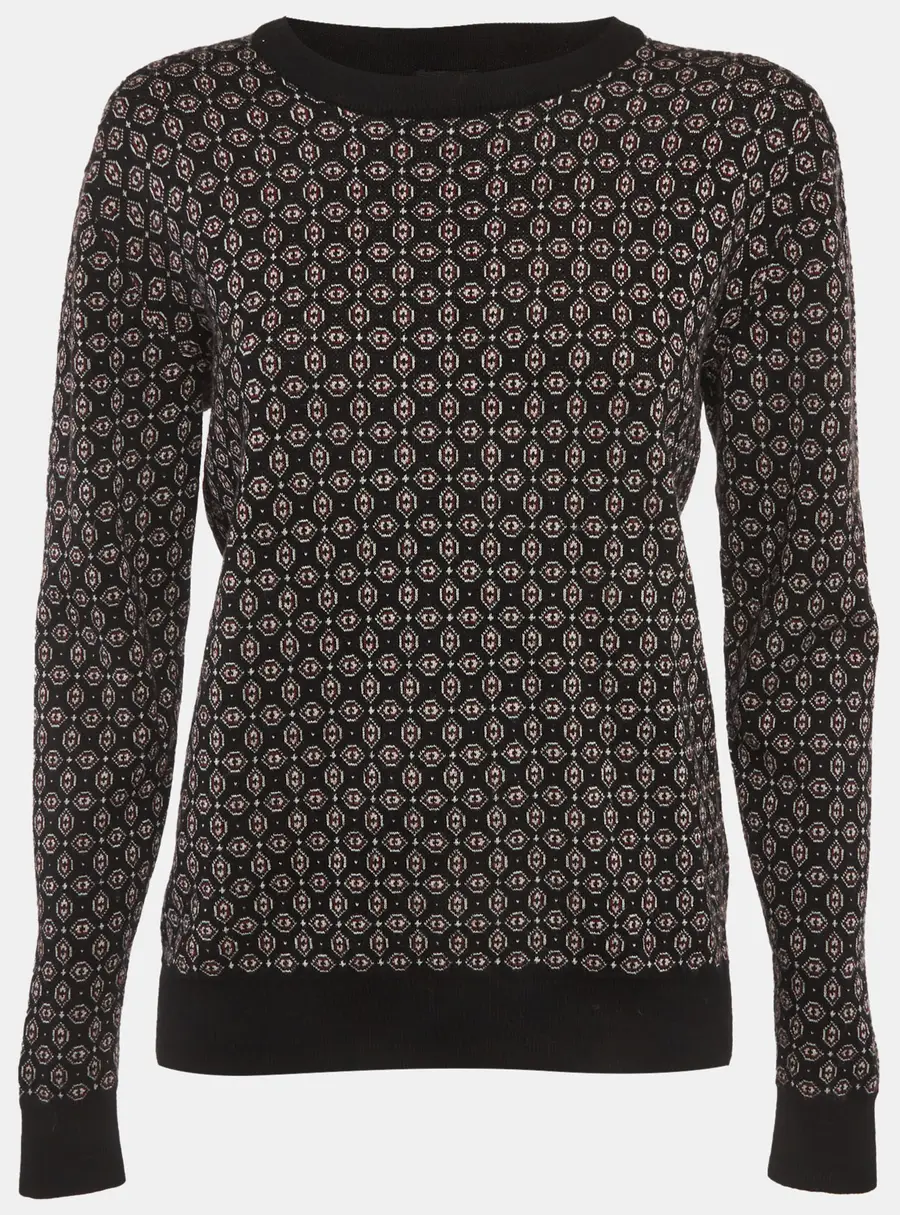 Joseph Black Jacquard Wool Crew Neck Sweater M