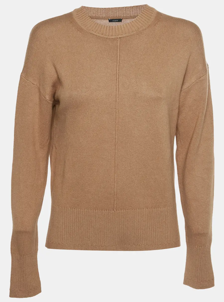 Joseph Brown Silk Knit Crew Neck Sweater XS