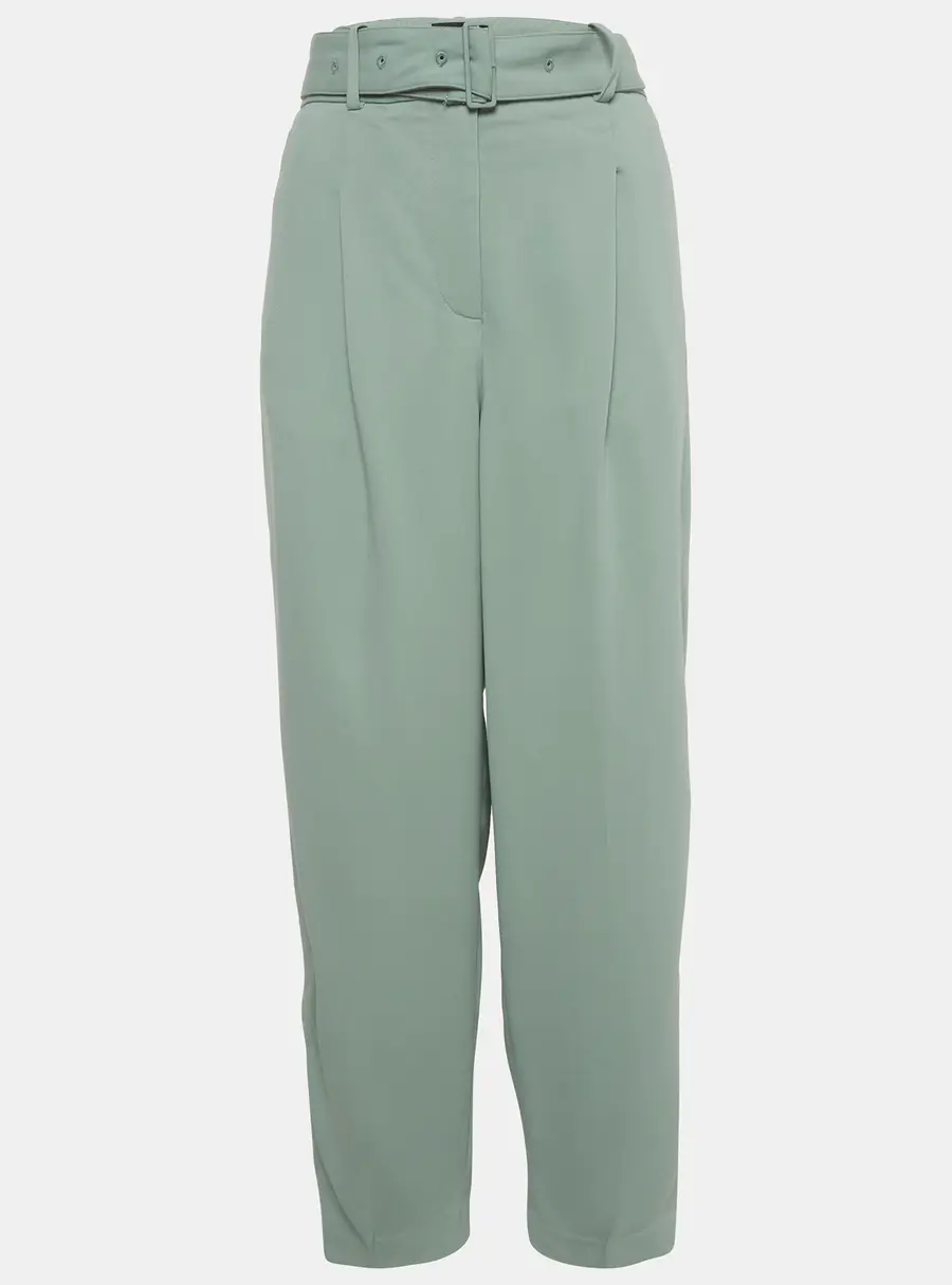 Joseph Green Crepe Drew Comfort Cady Belted Trousers M