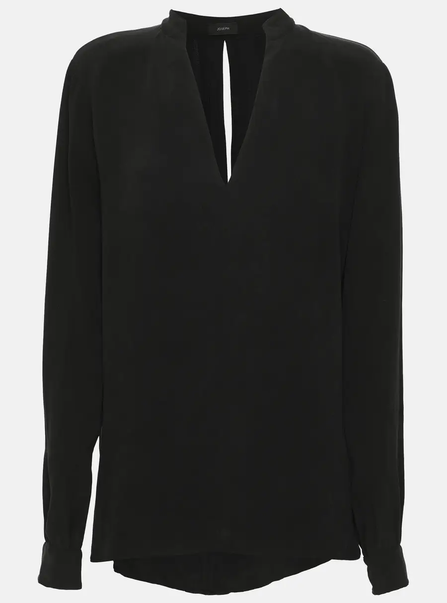 Joseph Black Matt Silk Long Sleeve Blouse M
