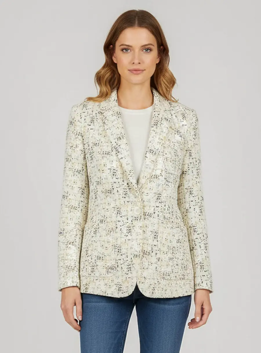 Joseph Cream Pixel Print Silk New Deauville Jacket M