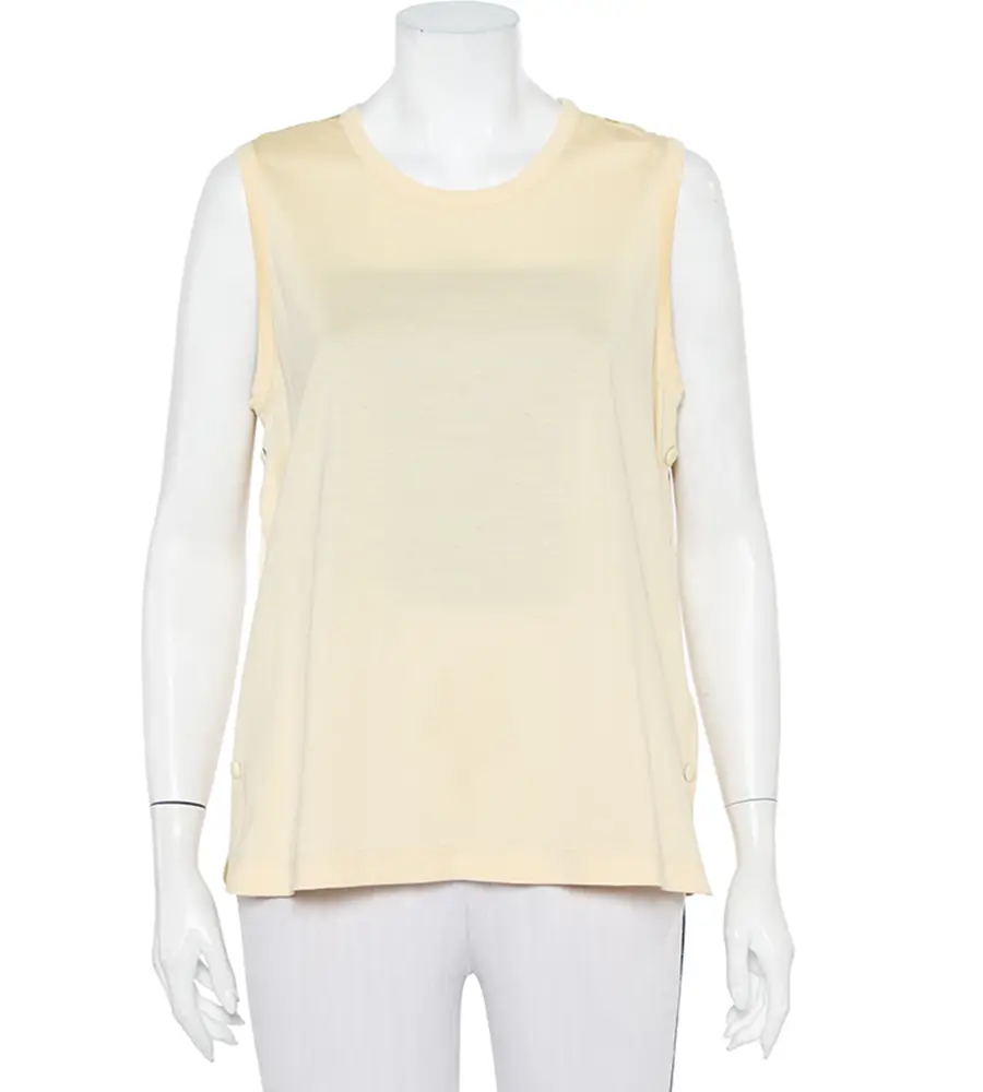 Joseph Yellow Jersey & Silk Satin Side Button Detail Tank Top L