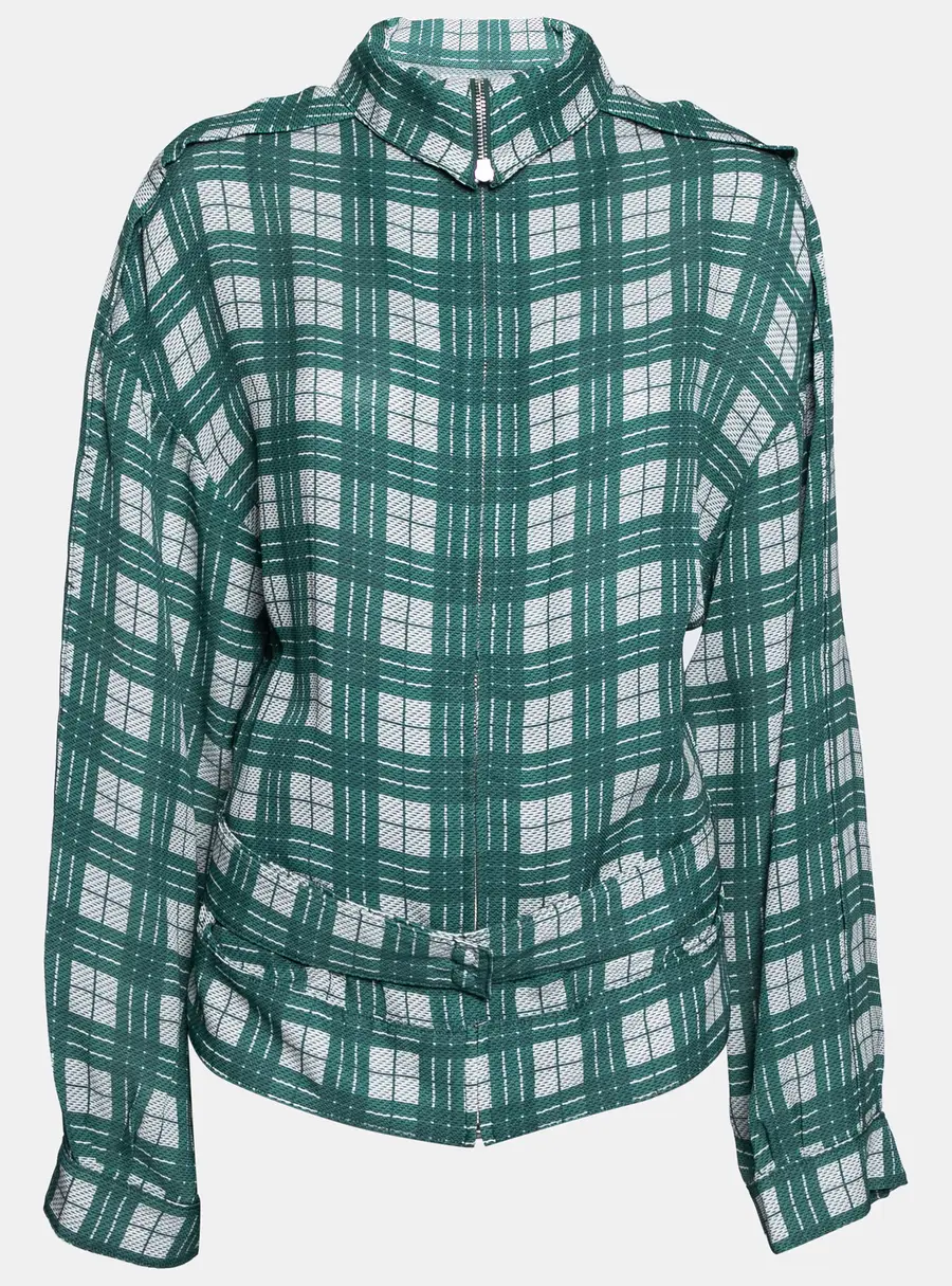 Joseph Green Check Silk Lightweight Belted Jacket L