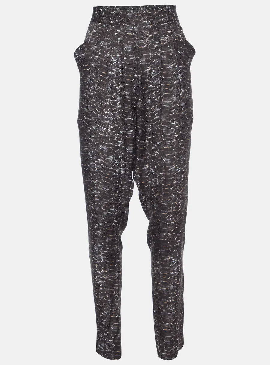 Joseph Grey Water Reptile Print Silk Trousers M