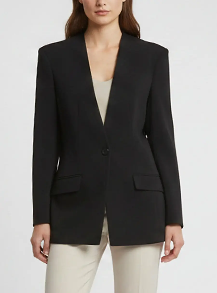 Karen Millen Black Crepe Single Breasted Blazer S