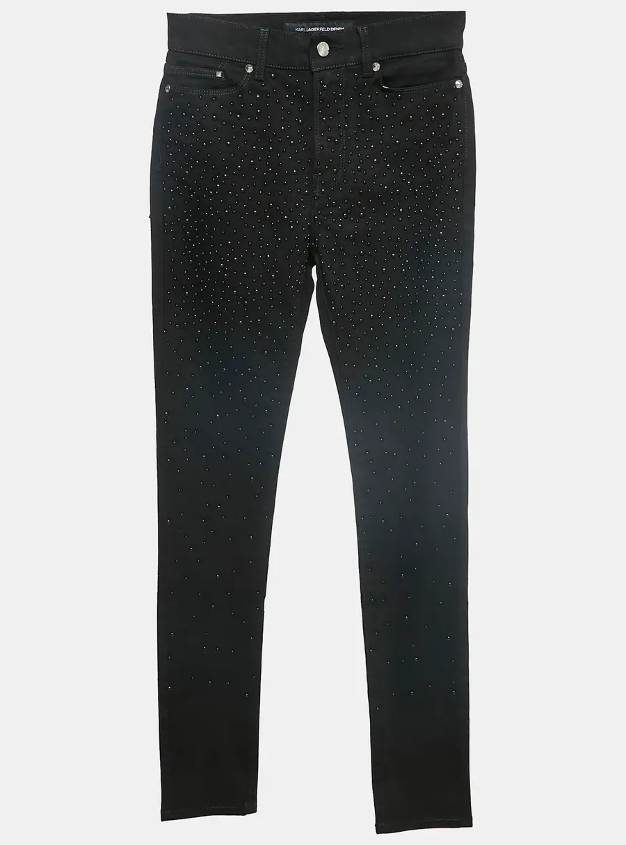 Karl Lagerfeld Black Studded Denim Skinny Jeans S Waist 27"