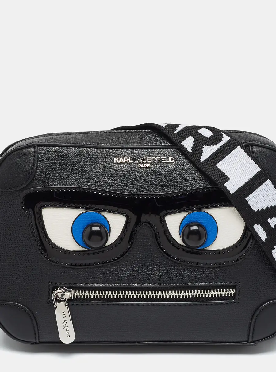 Karl Lagerfeld Maybelle Eyes Black Leather Camera Bag