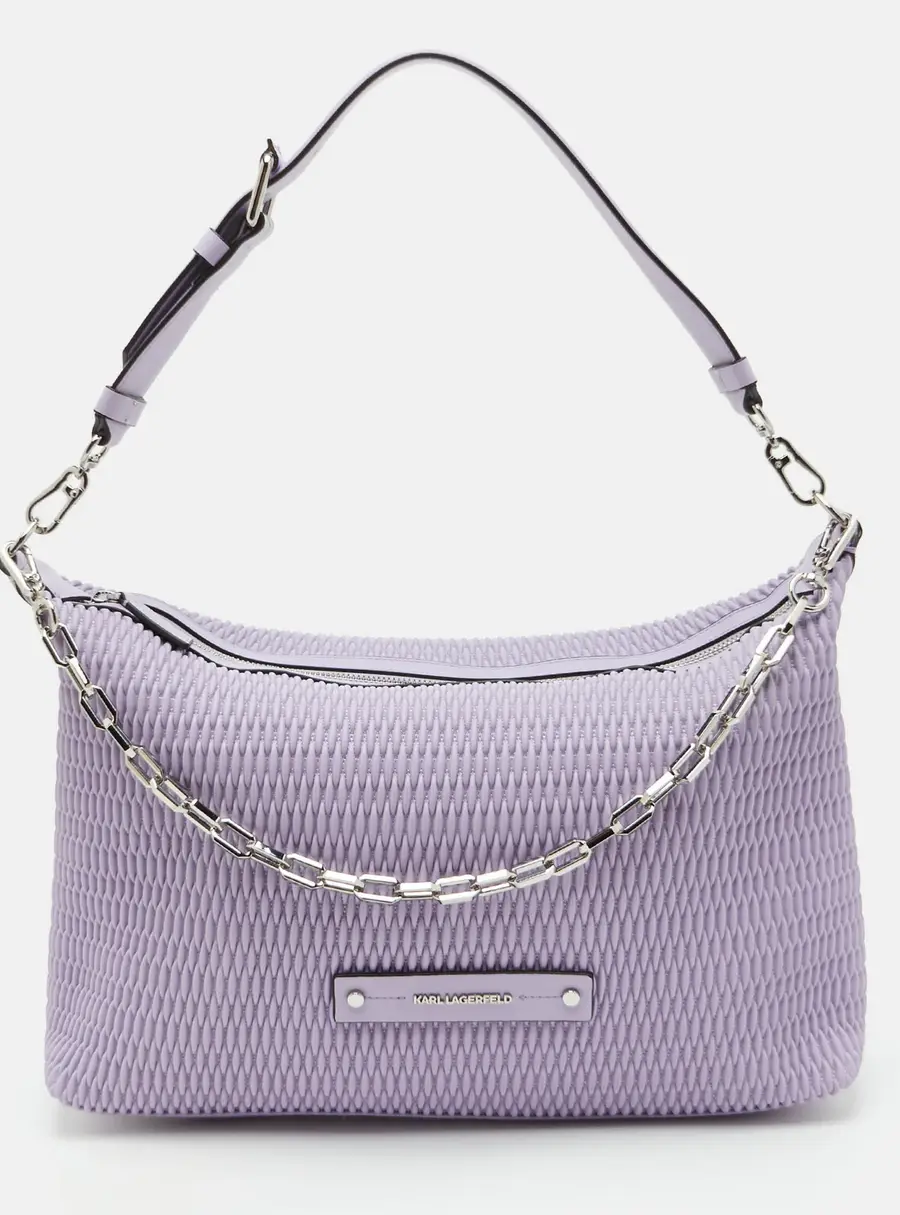 Karl Lagerfeld K/Kushion Large Lilac Quilted Leather Shoulder Bag