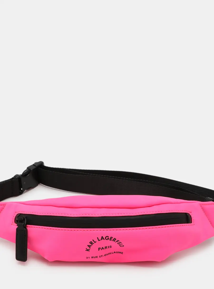 Karl Lagerfeld Neon Pink Nylon Rue St. Guillaume Belt Bag
