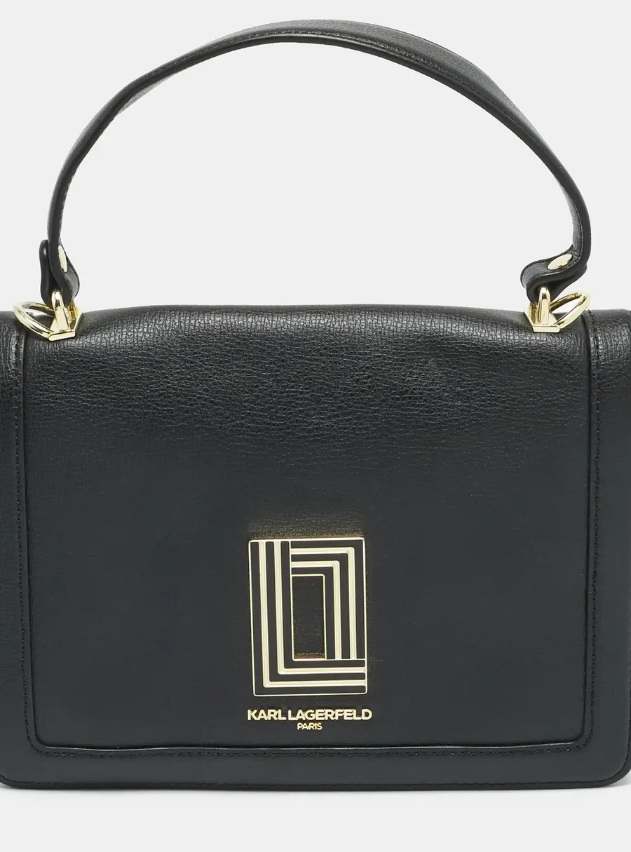 Karl Lagerfeld Simone Black Leather Top Handle Bag