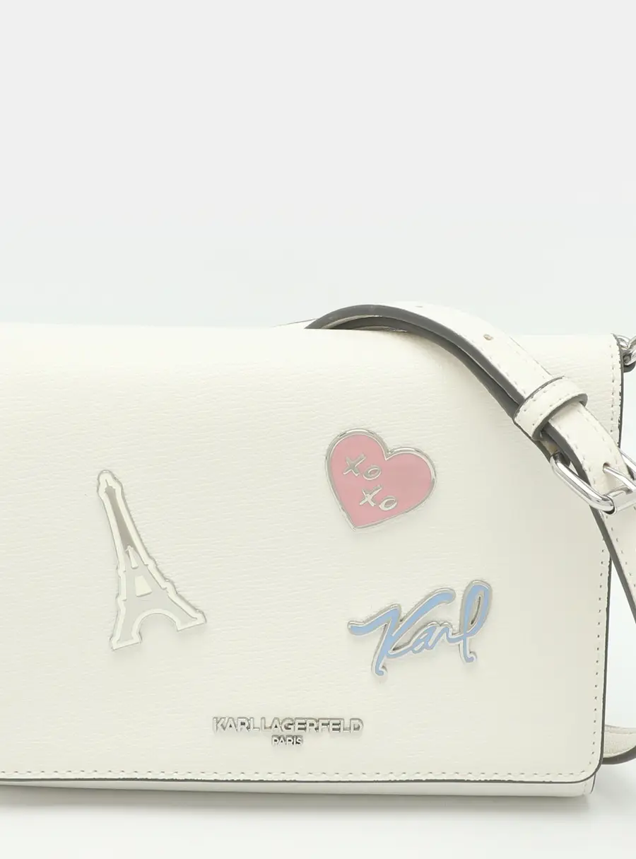 Karl Lagerfeld 'I Love Paris' White Leather Crossbody Bag