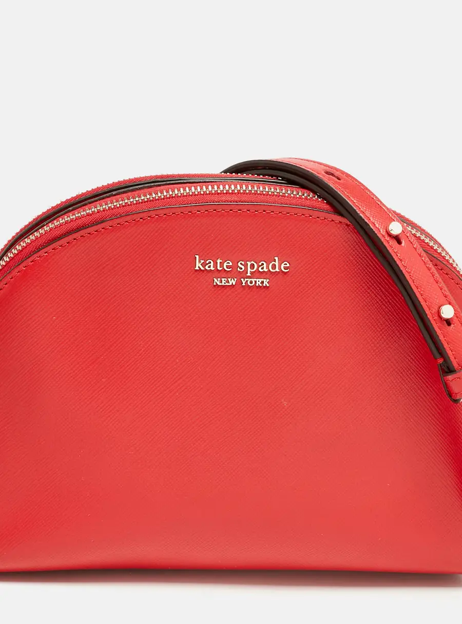 Kate Spade Red Leather Spencer Small Double Zip Crossbody Bag