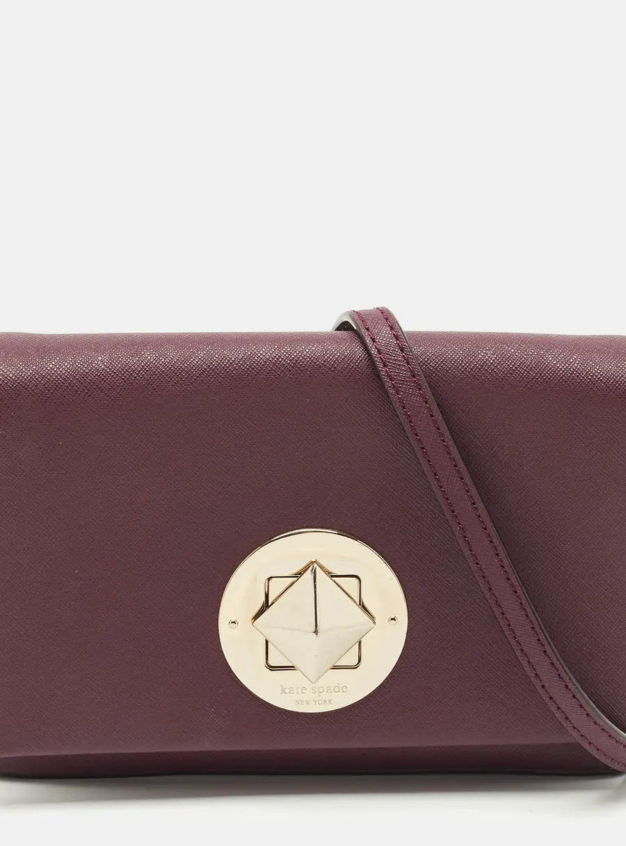 Kate Spade Burgundy Saffiano Leather Newbury Lane Sally Crossbody Bag
