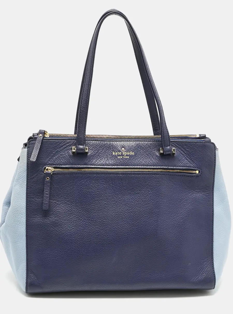 Kate Spade Two Tone Blue Leather Double Zip Tote