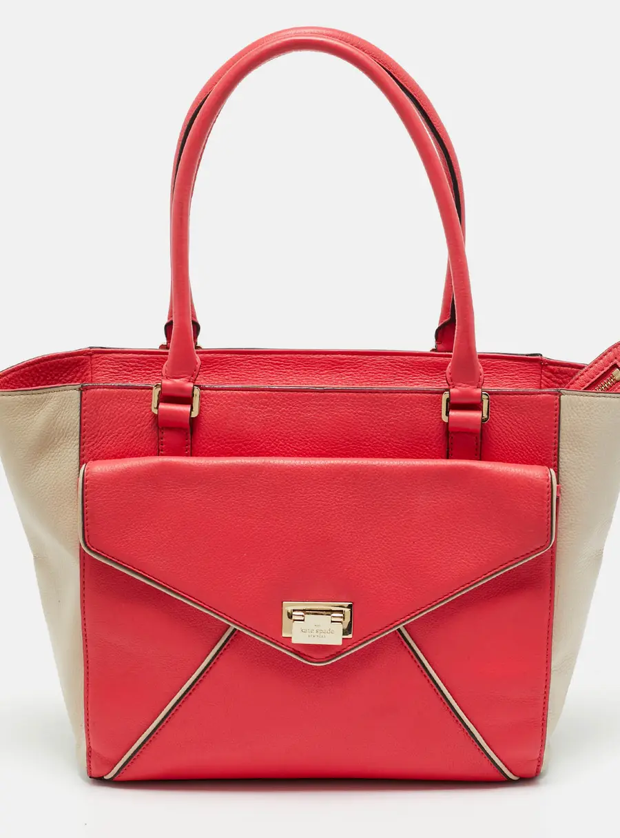 Kate Spade Pink/Beige Leather Wesley Palace Johanna Tote