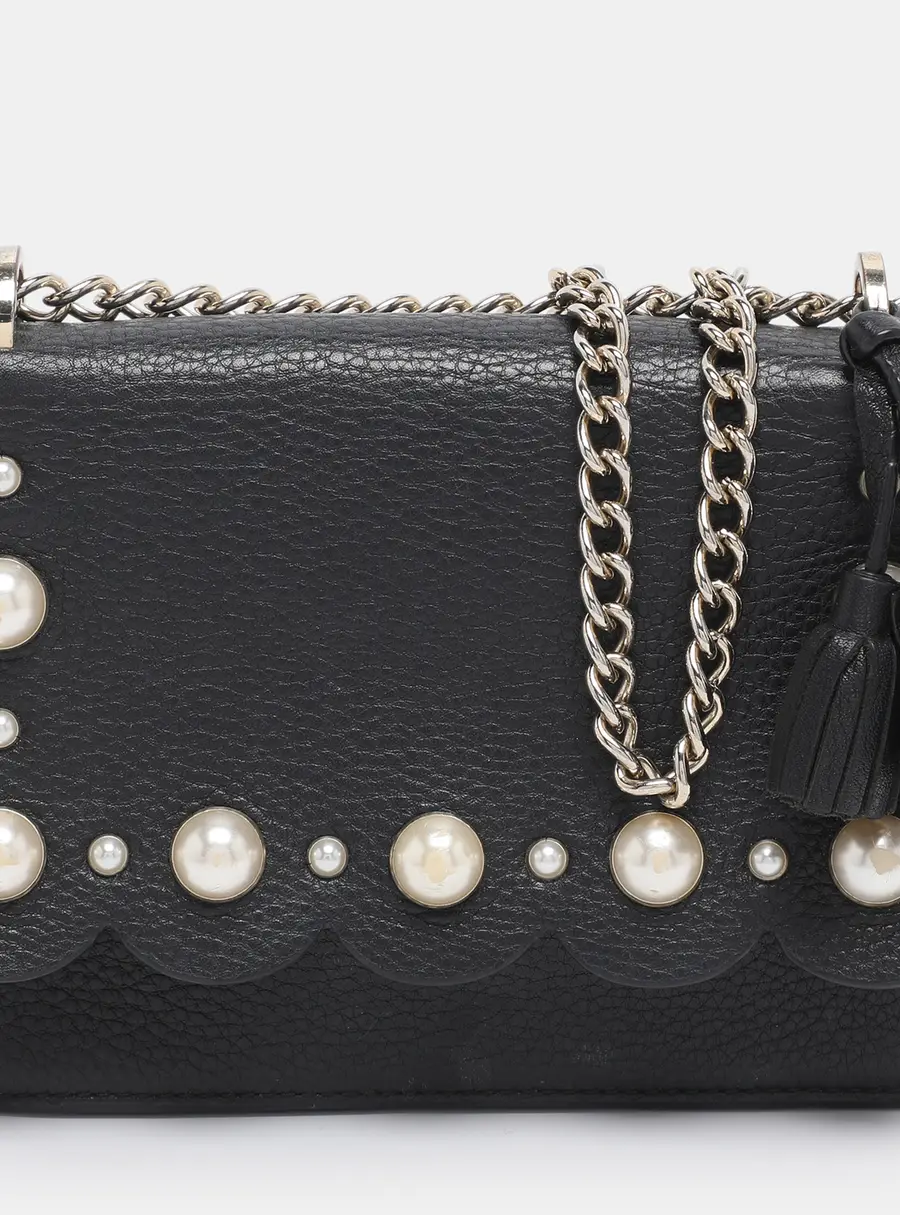 Kate Spade Black Leather Hayes Street Hayzel Pearl Shoulder Bag