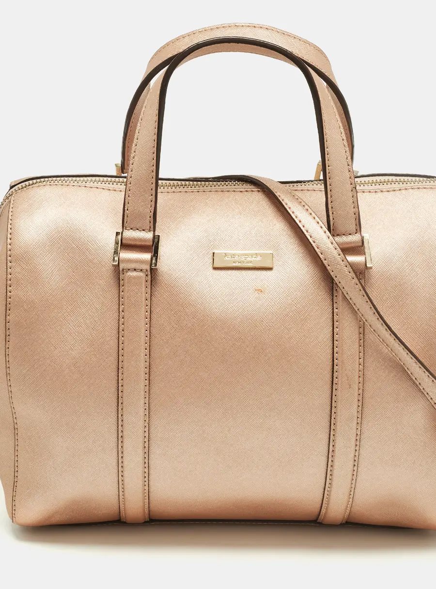 Kate Spade Newberry Lane Loden Metallic Peach Leather Satchel