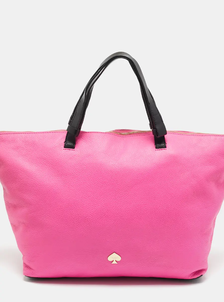 Kate Spade Leroy Street Linsley Vivid Pink/Black Leather Tote