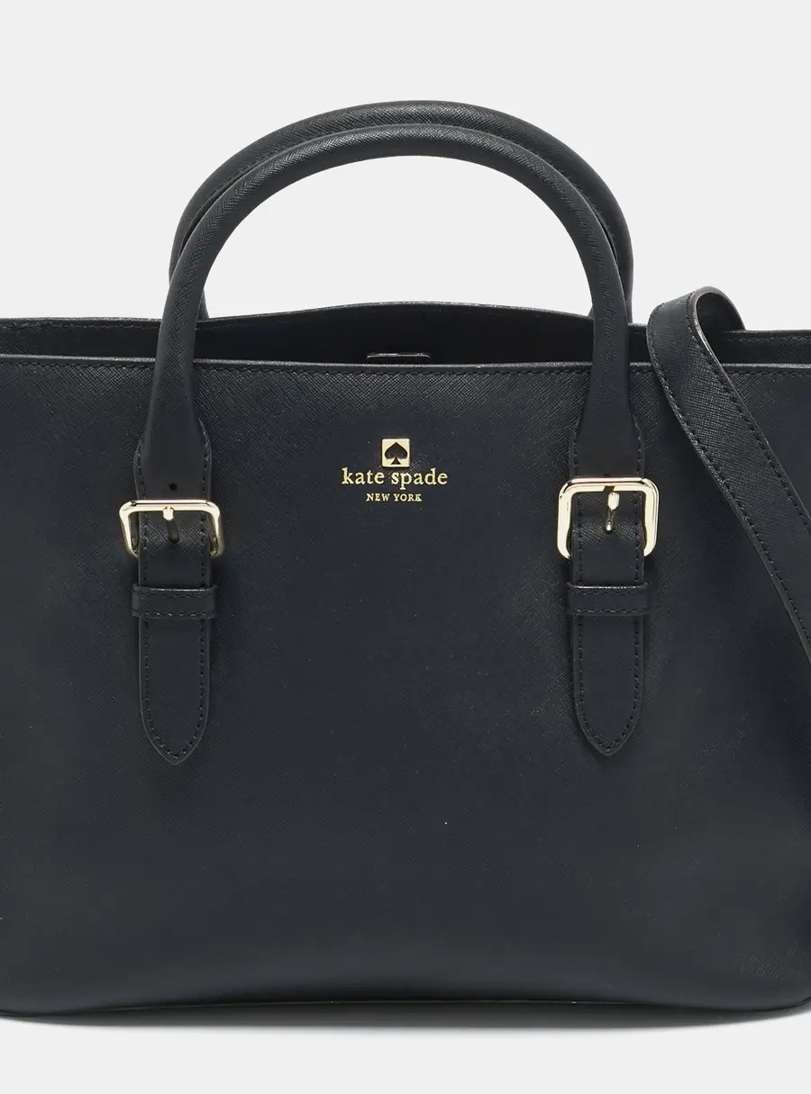 Kate Spade Cove Street Black Saffiano Leather Buckle Detail Tote