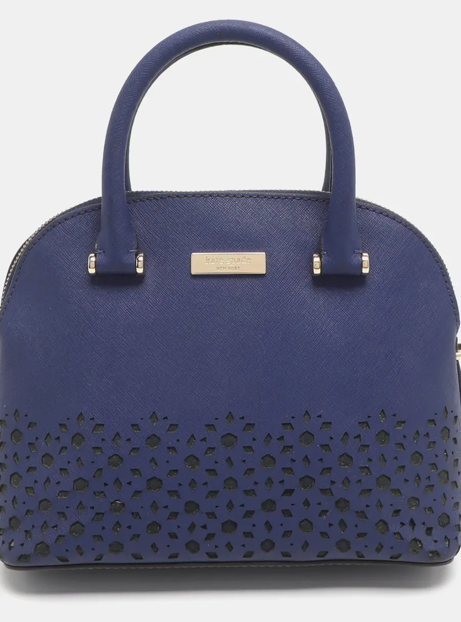 Kate Spade Blue Laser Cut Leather Satchel