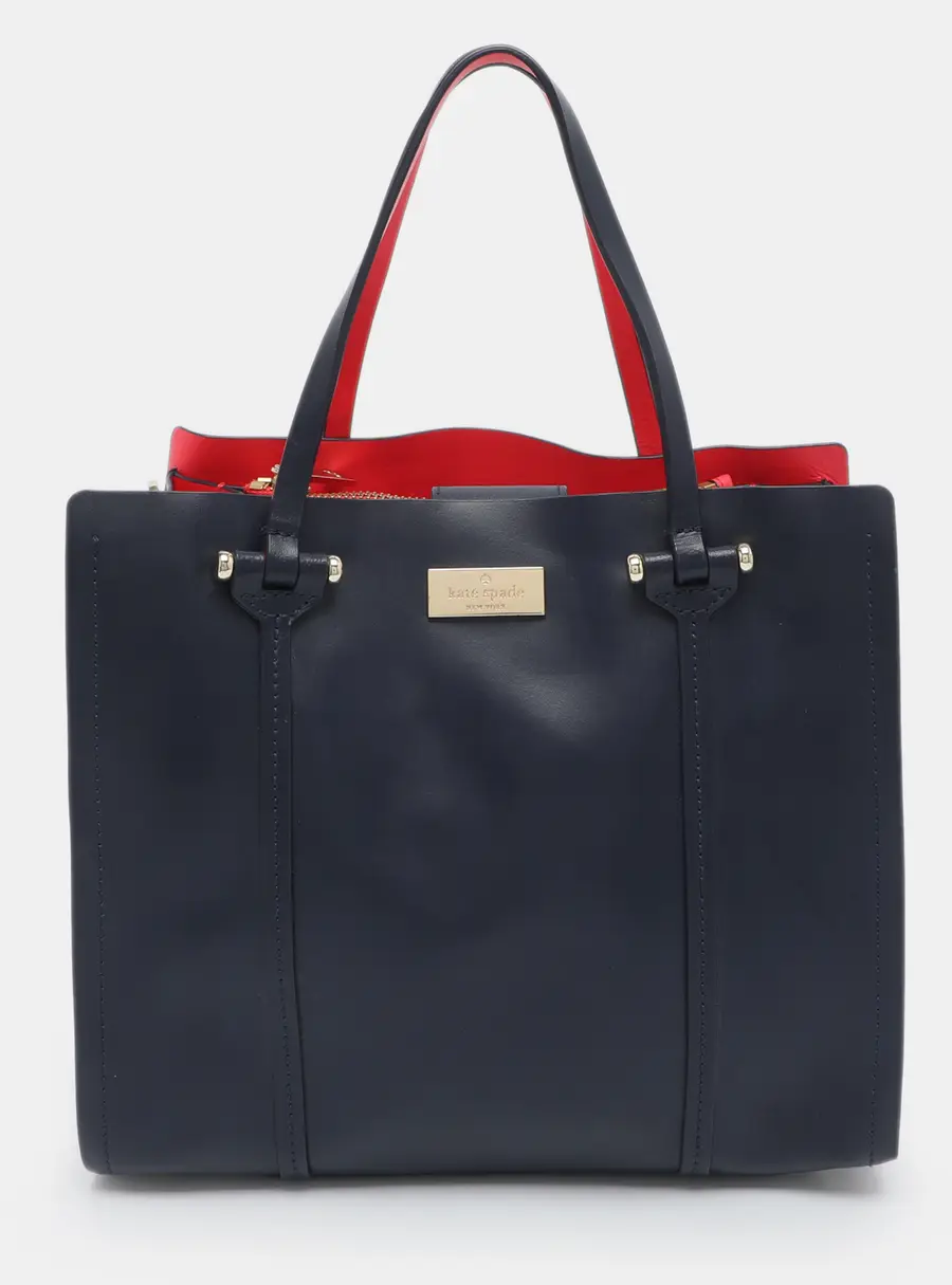 Kate Spade Annelle Arbour Hill Small Navy Blue Leather Tote