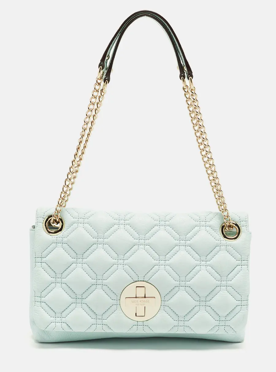 Kate Spade Astor Court Cynthia Light Green Quilted Leather Shoulder Bag